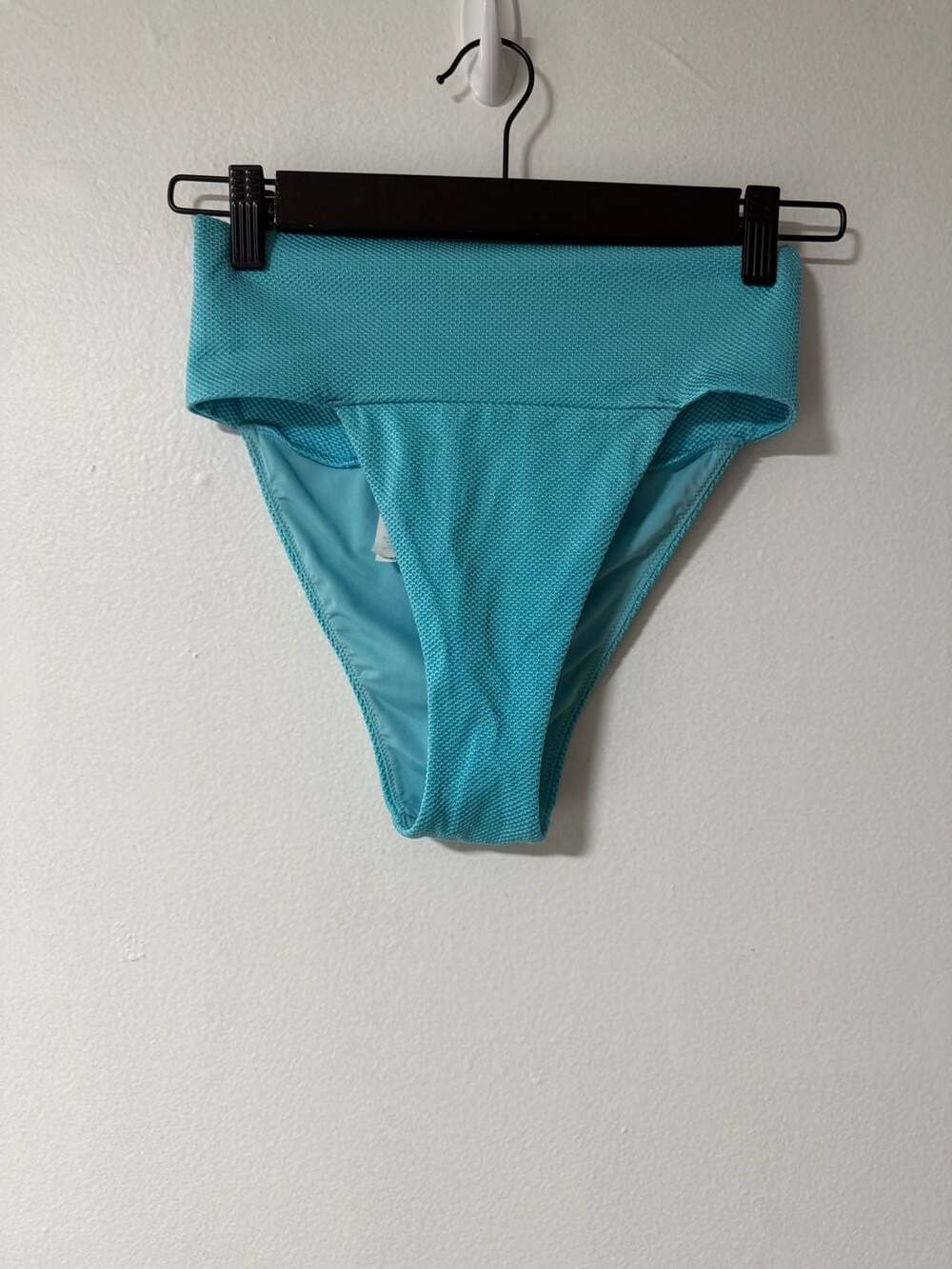 Aerie Teal Textured High Cut Cheeky Bikini Bottom